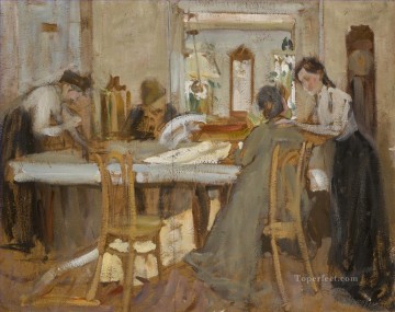  Petrov Art Painting - In Dining Room Portrait of Weideman Family at Petrovskoe Konstantin Yuon